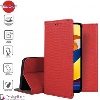 Telone atverčiamas dėklas - raudonas (telefonui Xiaomi Poco M4 Pro 5G)